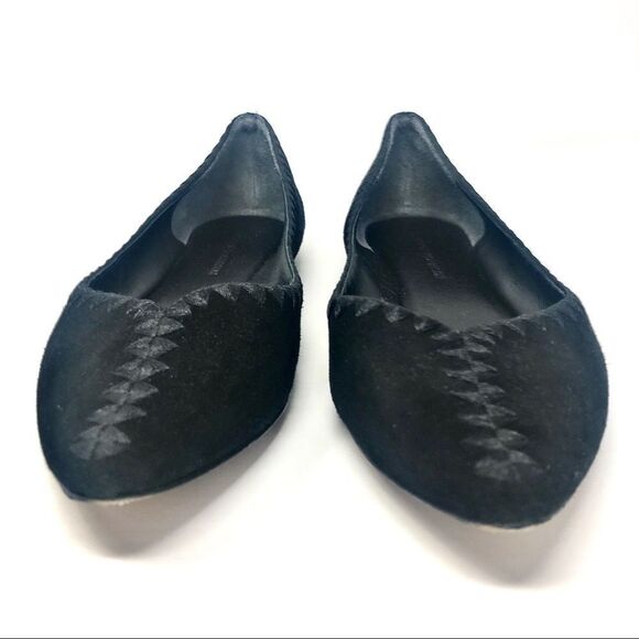 𝅺SIGERSON Morrison Black Suede Vinal Ballet Flats - Picture 5 of 10